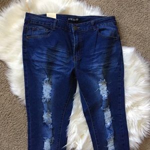 Plus Blue Ripped Jeans
